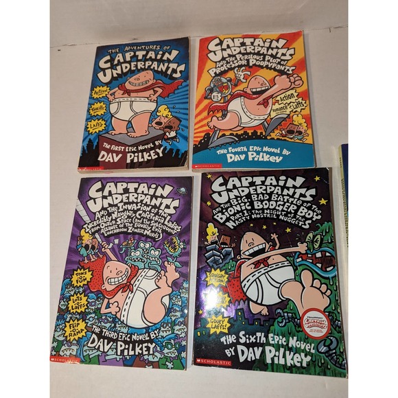 Lot 5 Captain Underpants PB Books Kids Chapter Books Dav Pilkey Nice - Picture 2 of 10
